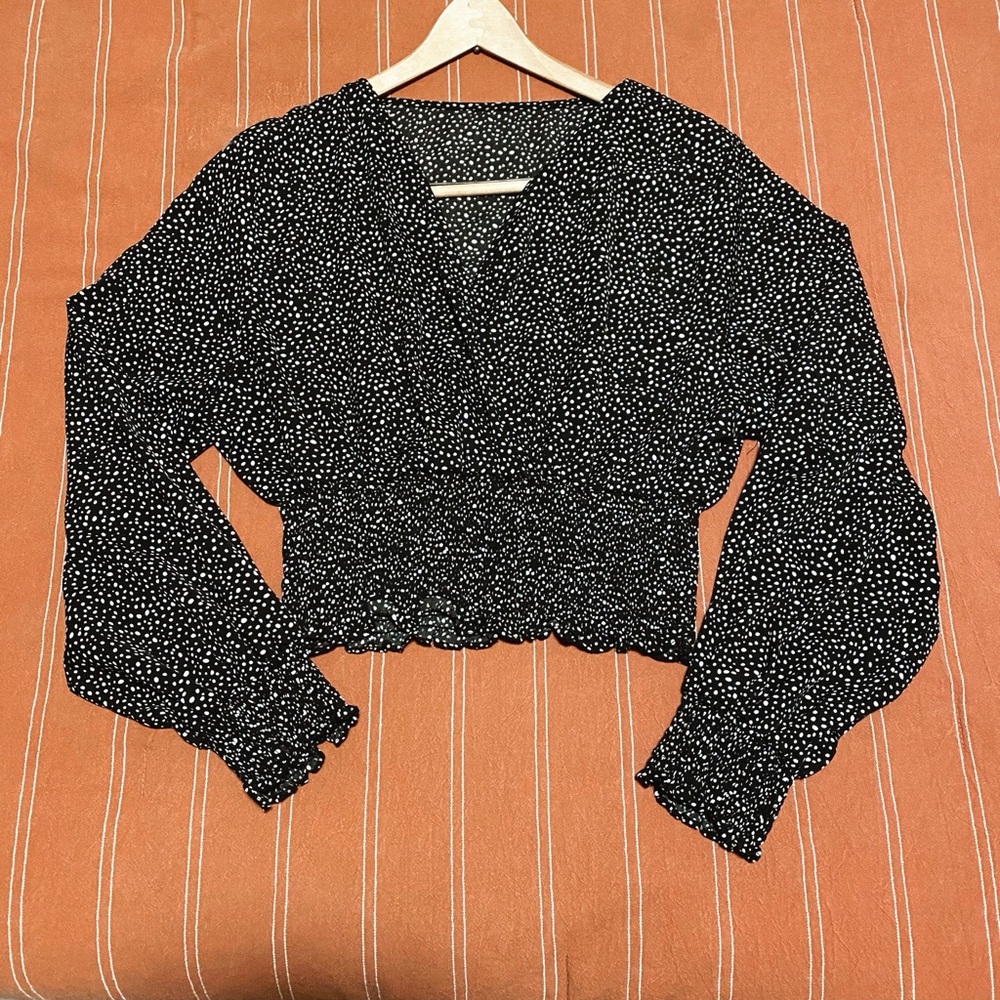 SHEIN Black and White Polka Dotted Blouse
